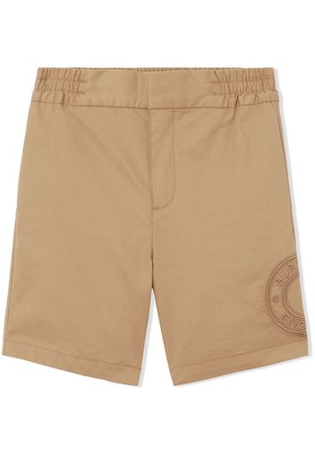 Burberry Kids logo graphic cotton twill chino shorts - Toni neutri