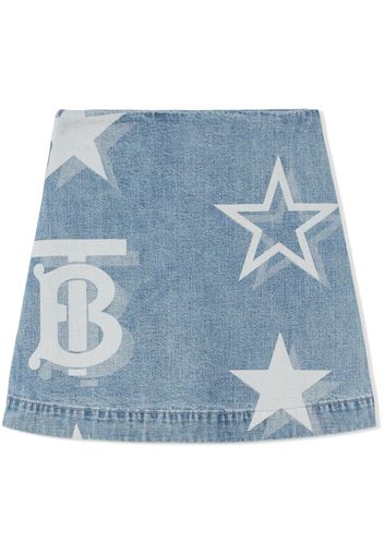 Burberry Kids star-print denim skirt - Blu