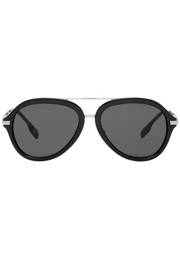 Burberry check-detail pilot sunglasses - Nero