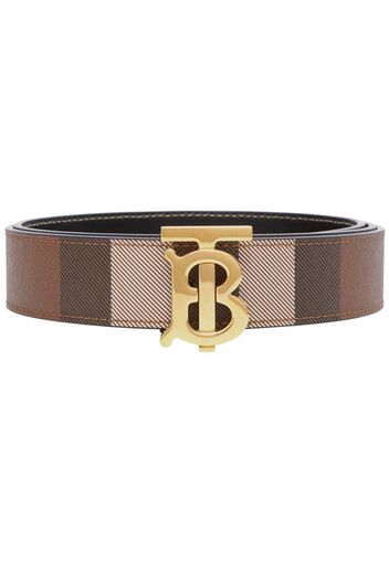 Burberry reversible monogram buckle check belt - Marrone