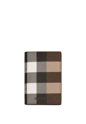 Burberry checked folding card case - Marrone