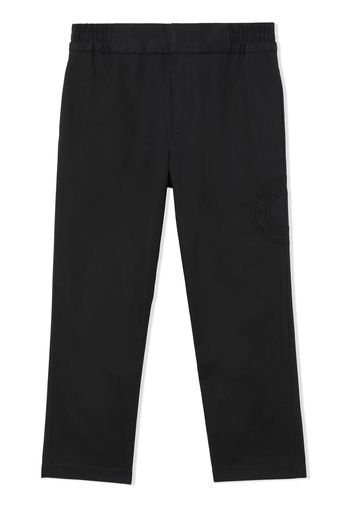 Burberry Kids logo-embroidered cotton trousers - Nero