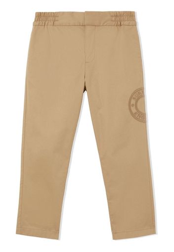 Burberry Kids logo graphic cotton twill trousers - Toni neutri