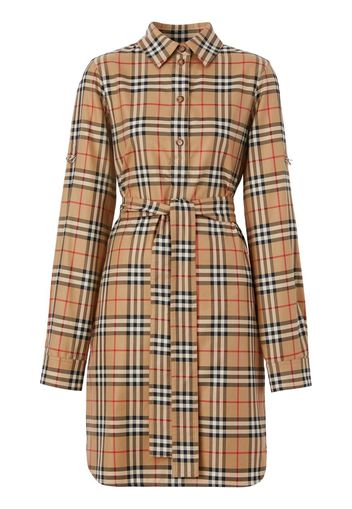 Burberry Vintage Check cotton tie-waist shirt dress - Toni neutri