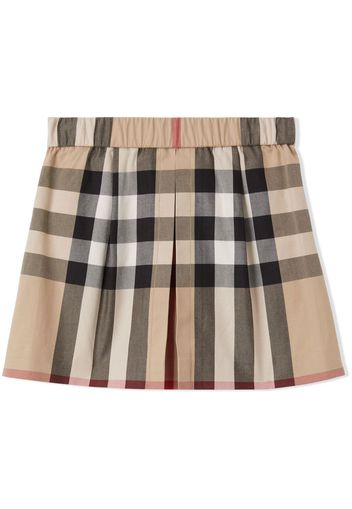 Burberry Kids checked pleated cotton skirt - Toni neutri