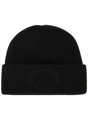 Burberry logo crest embroidery knitted cashmere beanie - Nero