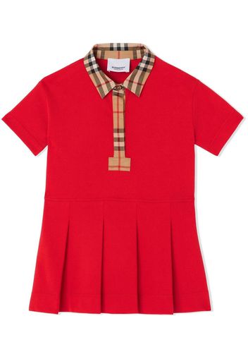 Burberry Kids Abito con bordo Haymarket - Rosso