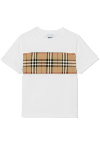 Burberry Kids Vintage Check-panelled cotton T-shirt - Bianco