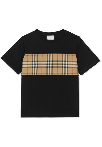 Burberry Kids Vintage Check panelled cotton T-shirt - Nero