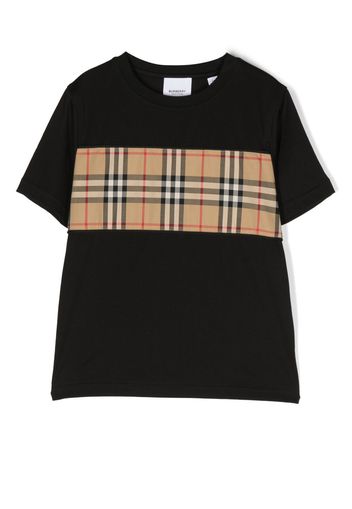 Burberry Kids Vintage Check panelled cotton T-shirt - Nero