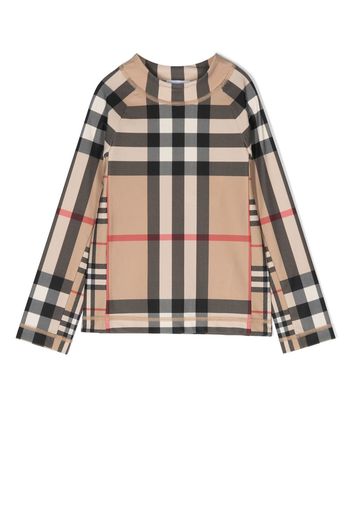 Burberry Kids Contrast Check long-sleeved top - Toni neutri