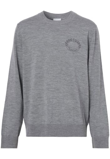 Burberry Crest-embroidered wool jumper - Grigio