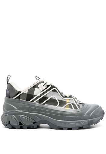 Burberry check-print panelled sneakers - Grigio