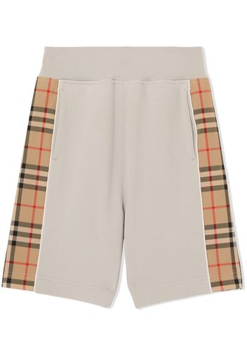 Burberry Kids Shorts con inserti Vintage Check - Grigio