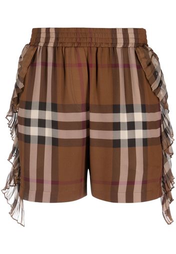 Burberry check-print silk shorts - Marrone