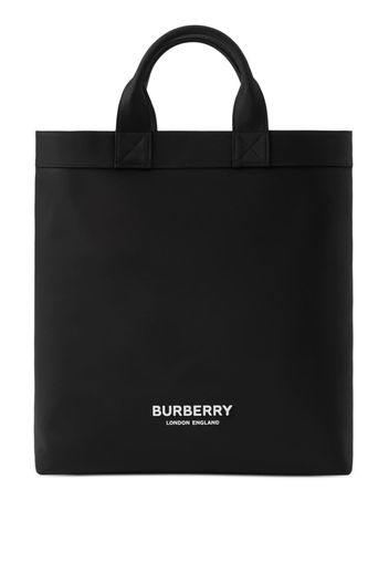 Burberry Logo Print Nylon Artie Tote - Nero