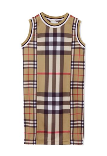 Burberry Kids contrast-check sleeveless dress - Marrone