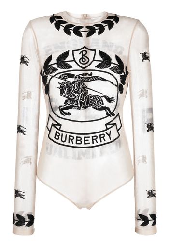 Burberry EKD embroidered stretch tulle bodysuit - Toni neutri