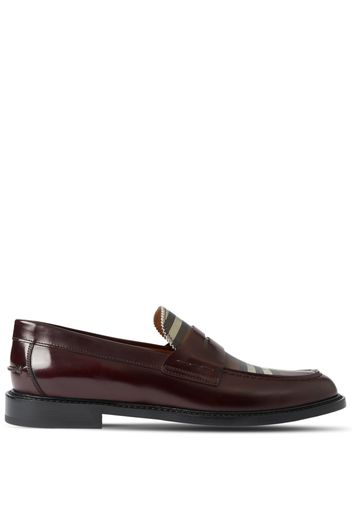 Burberry Vintage Check-pattern contrast-panel penny loafers - Rosso