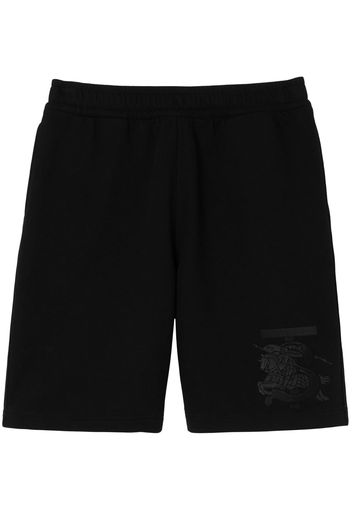 Burberry logo-embroidered cotton track shorts - Nero