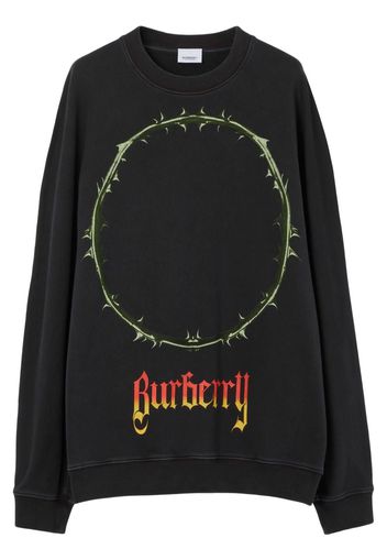 Burberry Thorn and Logo Print Cotton Oversized Sweatshirt - Nero