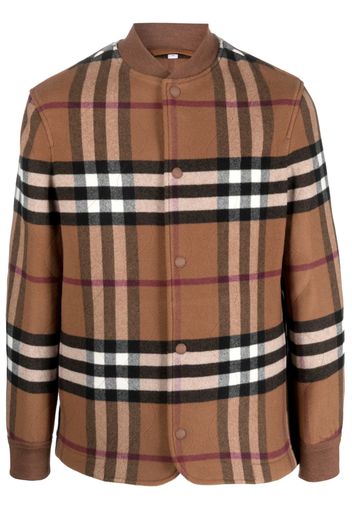 Burberry check-pattern wool bomber jacket - Marrone