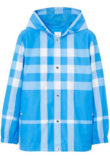 Burberry checked hooded jacket - Blu