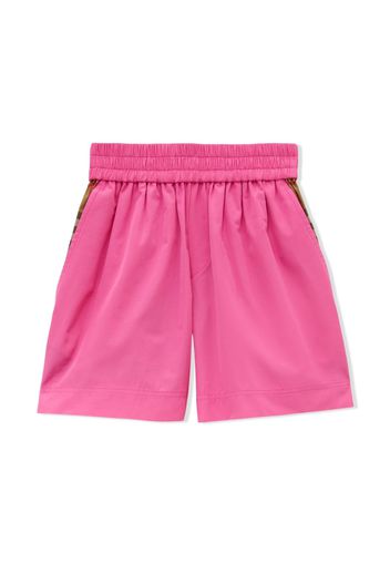 Burberry Kids Check Panel Cotton Blend Shorts - Rosa