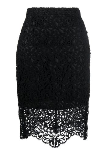 Burberry macramé-lace pencil skirt - Nero