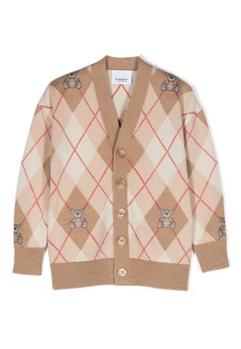 Burberry Kids Thomas Bear argyle-print cardigan - Toni neutri