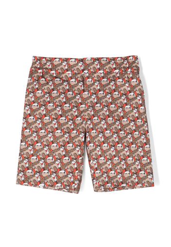 Burberry Kids Halford bear-print shorts - Arancione
