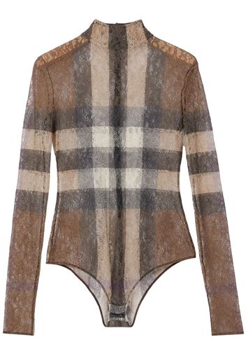 Burberry checkered lace bodysuit - Marrone