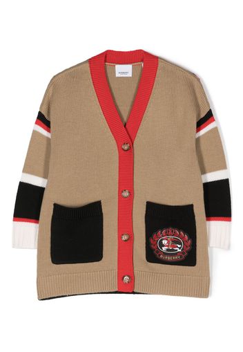 Burberry Kids embroidered logo wool cardigan - Toni neutri