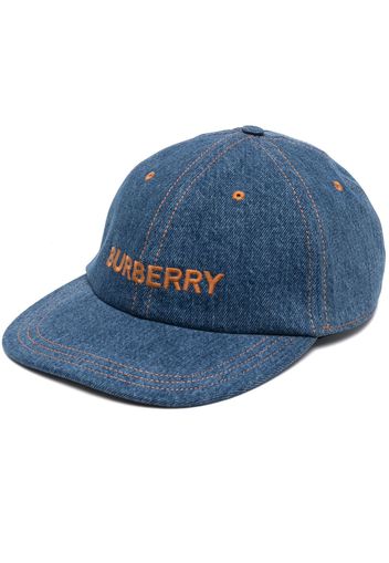 Burberry embroidered-logo denim baseball cap - Blu