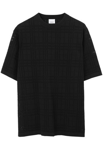 Burberry check-print cotton T-shirt - BLACK