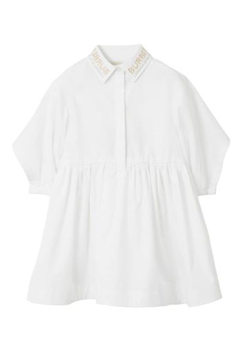 Burberry Kids logo-embroidered poplin dress - Bianco