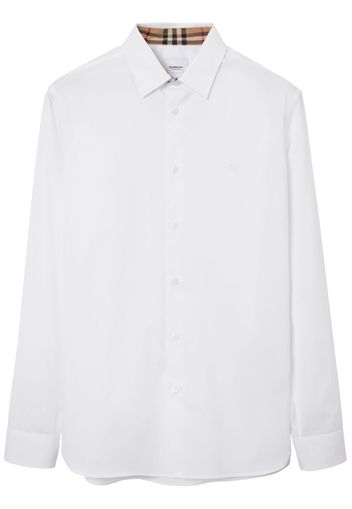 Burberry long-sleeved button-up cotton shirt - WHITE