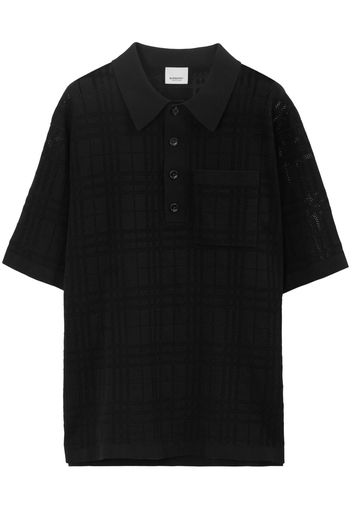 Burberry check-print cotton polo shirt - BLACK