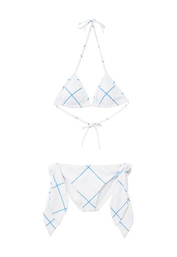 Burberry checked tie-fastening bikini - Bianco