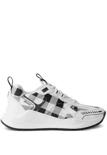 Burberry check-pattern leather sneakers - Bianco