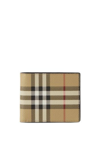 Burberry check-print bi-fold leather wallet - Marrone