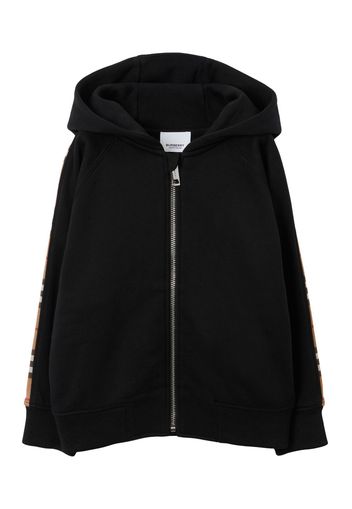 Burberry Kids Check stripe zipped hoodie - Nero