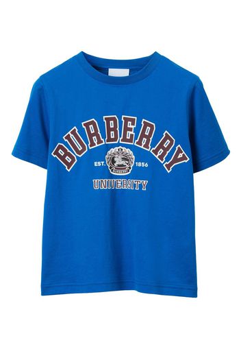 Burberry Kids College print short-sleeve T-shirt - Blu