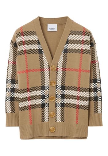 Burberry Kids Check Wool Blend Cardigan - ARCHIVE BEIGE IP CHK