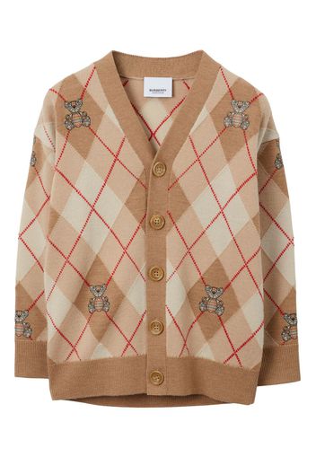 Burberry Kids Thomas Bear argyle-print cardigan - Toni neutri