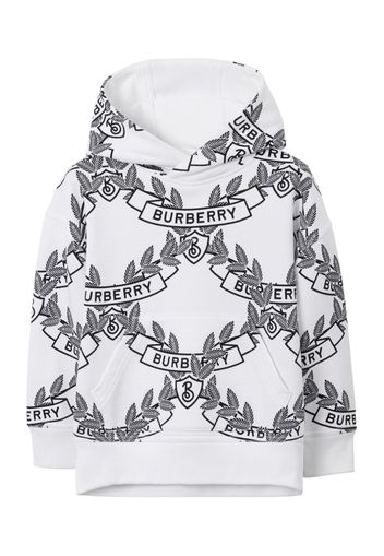 Burberry Kids Oak Leaf Crest cotton hoodie - WHITE/BLACK IP PATT