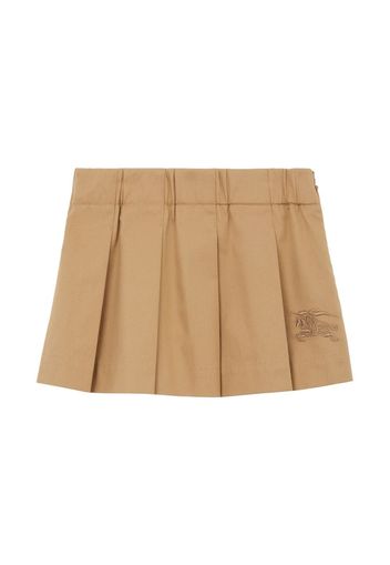 Burberry Kids EKD Motif cotton pleated skirt - ARCHIVE BEIGE