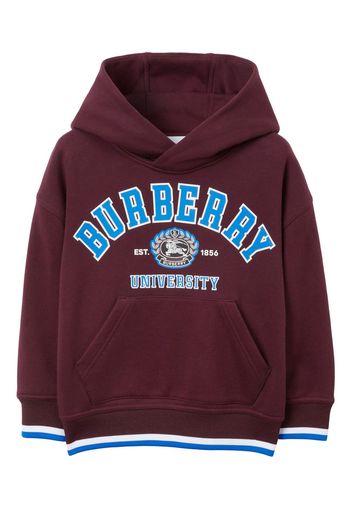 Burberry Kids College Graphic Cotton Hoodie - Viola