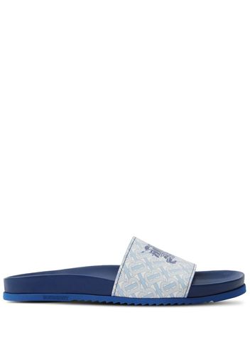 Burberry EKD monogram-print leather slides - Blu