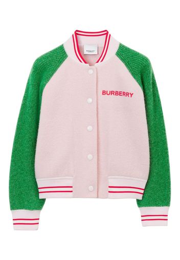 Burberry Kids colour-block wool bomber jacket - FROSTY PINK